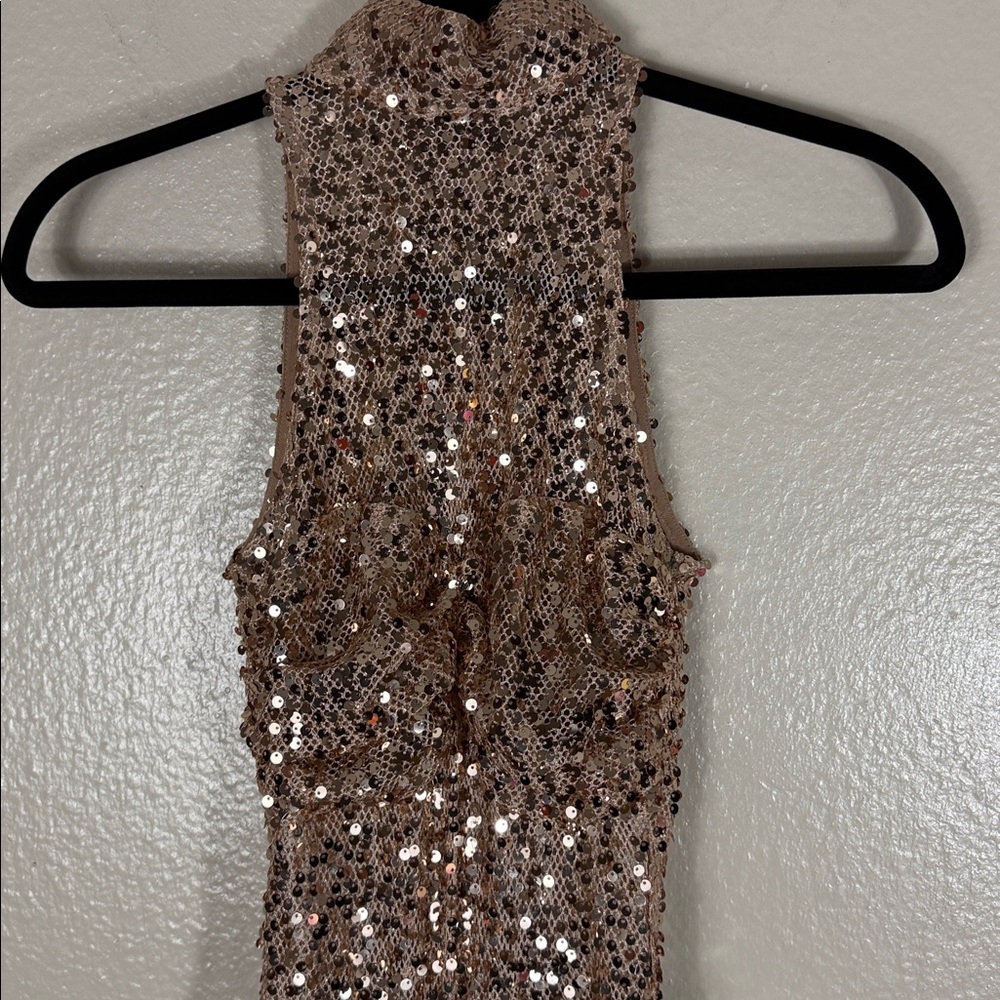 Delfi Collective Avelie Ruched Sequin Dress in Nude - Picture 8 of 16